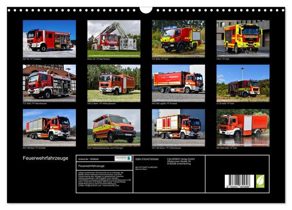 Produktbild: Feuerwehrfahrzeuge (Wandkalender 2026 DIN A3 quer), CALVENDO Monatskalender