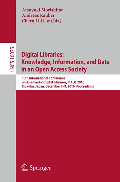 Produktbild: Digital Libraries: Knowledge, Information, and Data in an Open Access Society