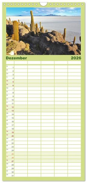 Produktbild: Familienplaner 2026 - S&uuml;damerika - Vom Reich der Inka bis nach Patagonien mit 5 Spalten (Wandkalender, 21 x 45 cm) CALVENDO