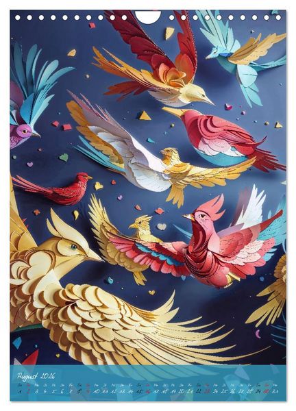 Produktbild: Papierv&ouml;gel - Digitale Kunst (Wandkalender 2026 DIN A4 hoch), CALVENDO Monatskalender
