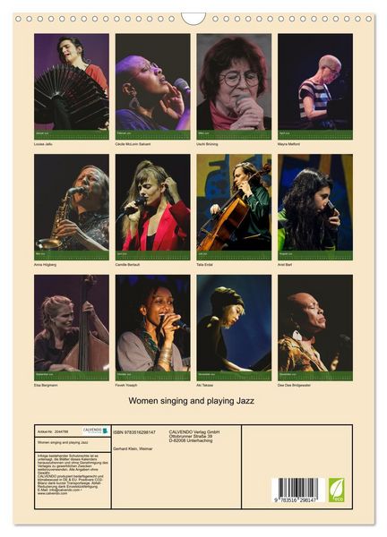 Produktbild: Women singing and playing Jazz (Wandkalender 2026 DIN A3 hoch), CALVENDO Monatskalender