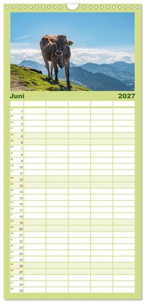 Produktbild: Familienplaner 2027 - Naturwunder Berge mit 5 Spalten (Wandkalender, 21 x 45 cm) CALVENDO