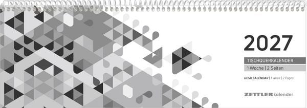 Produktbild: Tischquerkalender 1W/2S schwarz 2027