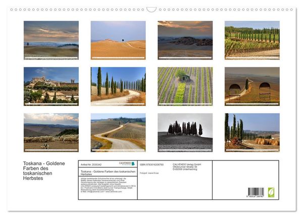 Produktbild: Toskana - Goldene Farben des toskanischen Herbstes (Wandkalender 2026 DIN A2 quer), CALVENDO Monatskalender