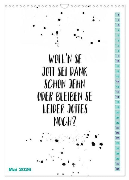 Produktbild: BERLINERISCH Lustige Spr&uuml;che (Wandkalender 2026 DIN A3 hoch), CALVENDO Monatskalender