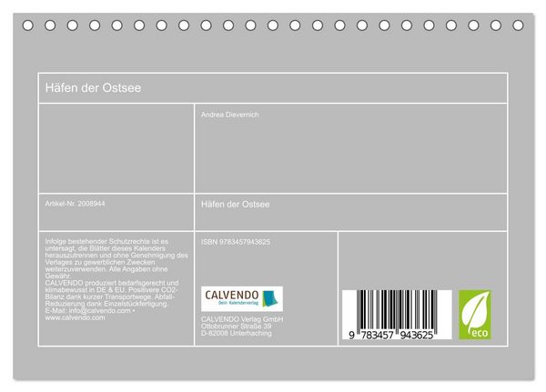 Produktbild: H&auml;fen der Ostsee (Tischkalender 2026 DIN A5 quer), CALVENDO Monatskalender