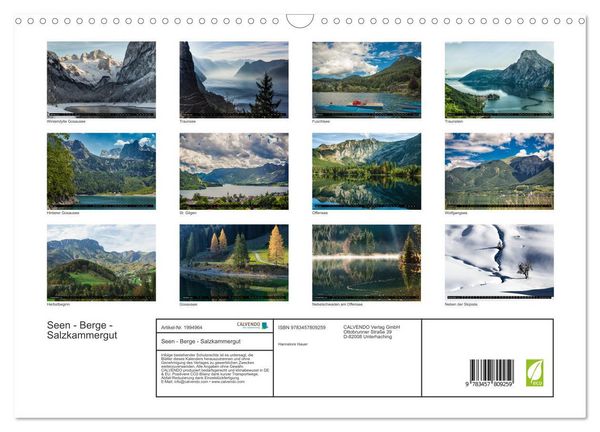 Produktbild: Seen - Berge - Salzkammergut (Wandkalender 2026 DIN A3 quer), CALVENDO Monatskalender