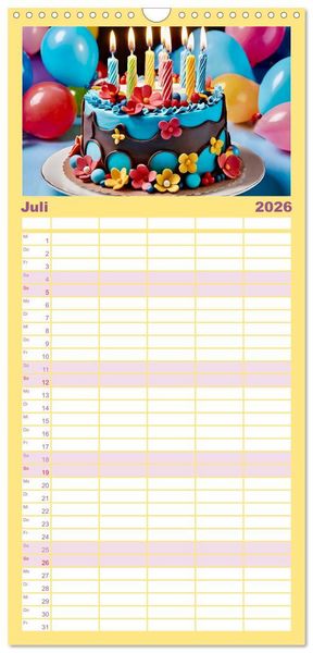 Produktbild: Familienplaner 2026 - Tortentr&auml;ume - Traumtorten mit 5 Spalten (Wandkalender, 21 x 45 cm) CALVENDO