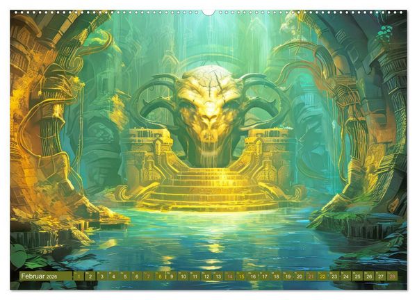 Produktbild: Ruinen versunkener Kulturen - Fantasiebilder (hochwertiger Premium Wandkalender 2026 DIN A2 quer), Kunstdruck in Hochglanz