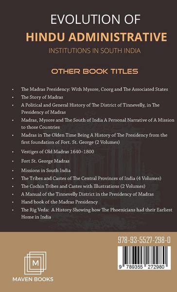 Produktbild: Evolution of Hindu Administrative Institutions in South India