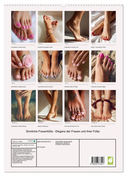 Produktbild: Sinnliche Frauenf&uuml;&szlig;e - Eleganz der Frauen und ihrer F&uuml;&szlig;e (hochwertiger Premium Wandkalender 2026 DIN A2 hoch), Kunstdruck in Hochglanz