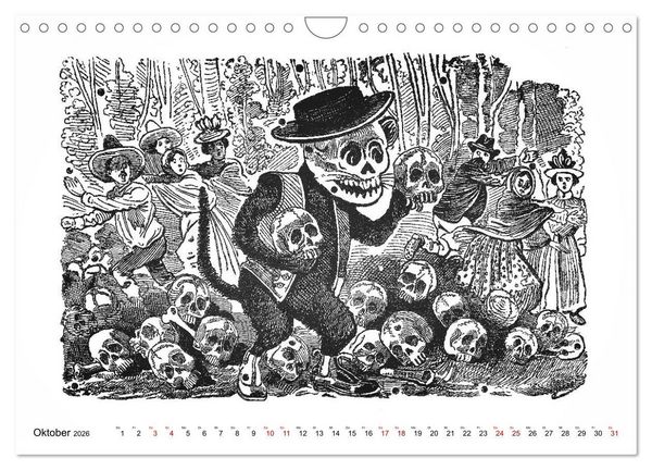 Produktbild: Calaveras - Totenk&ouml;pfe und Skelette (Wandkalender 2026 DIN A4 quer), CALVENDO Monatskalender