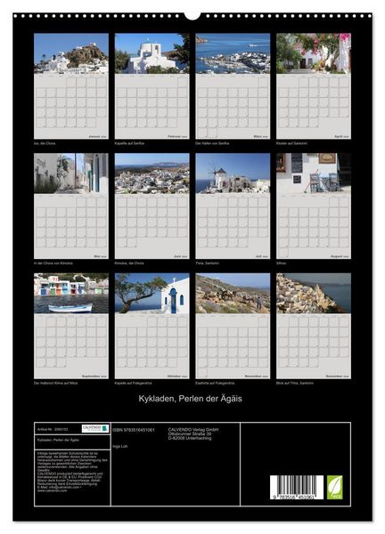 Produktbild: Kykladen, Perlen der &Auml;g&auml;is (hochwertiger Premium Wandkalender 2026 DIN A2 hoch), Kunstdruck in Hochglanz