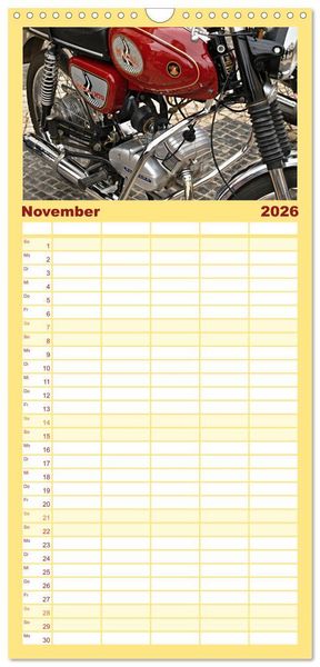 Produktbild: Familienplaner 2026 - Vintage Mopeds mit 5 Spalten (Wandkalender, 21 x 45 cm) CALVENDO