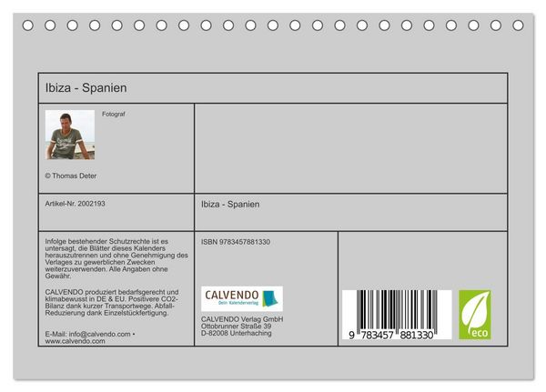 Produktbild: Ibiza - Spanien (Tischkalender 2026 DIN A5 quer), CALVENDO Monatskalender