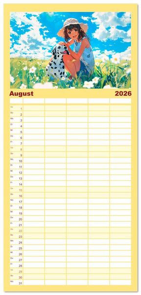 Produktbild: Familienplaner 2026 - Anime-Freunde - Terminplaner mit niedlichen Tierfreundschaften mit 5 Spalten (Wandkalender, 21 x 45 cm) CALVENDO