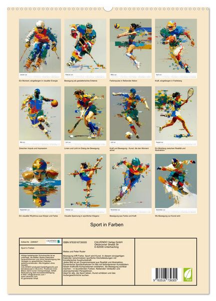 Produktbild: Sport in Farben (hochwertiger Premium Wandkalender 2026 DIN A2 hoch), Kunstdruck in Hochglanz