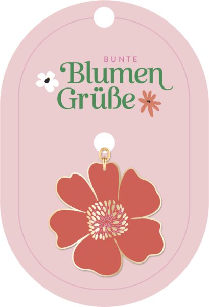 Produktbild: Bunte Blumengr&uuml;&szlig;e Emaille-Schl&uuml;sselanh&auml;nger Blume rosa