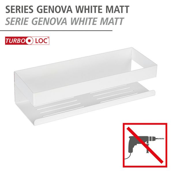 Produktbild: Turbo-Loc&reg; Wandablage Mod. Genova White matt, Befestigen ohne Bohren mit Spezial-Klebepad