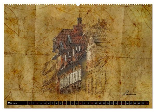 Produktbild: L&uuml;neburger Skizzen (hochwertiger Premium Wandkalender 2026 DIN A2 quer), Kunstdruck in Hochglanz