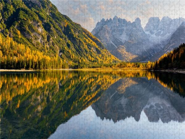 Produktbild: CALVENDO Puzzle Blick &uuml;ber den D&uuml;rrensee zum Monte Cristallo | 1000 Teile Lege-Gr&ouml;&szlig;e 64x48cm Foto-Puzzle f&uuml;r gl&uuml;ckliche Stunden
