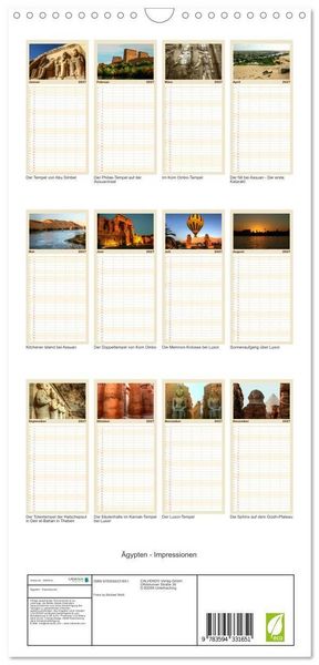 Produktbild: Familienplaner 2027 - &Auml;gypten - Impressionen mit 5 Spalten (Wandkalender, 21 x 45 cm) CALVENDO