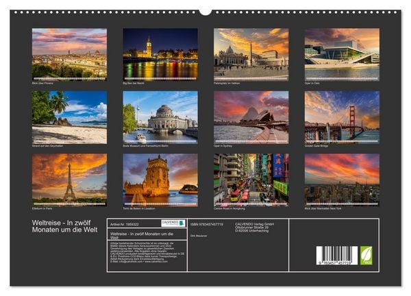 Produktbild: Weltreise - In zw&ouml;lf Monaten um die Welt (Wandkalender 2026 DIN A2 quer), CALVENDO Monatskalender