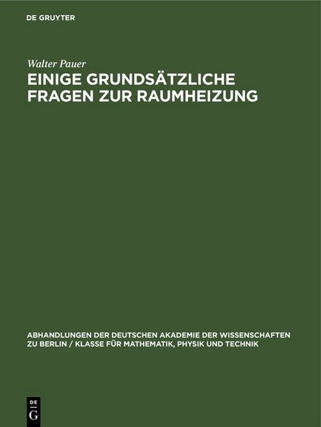 Produktbild: Einige grunds&auml;tzliche Fragen zur Raumheizung