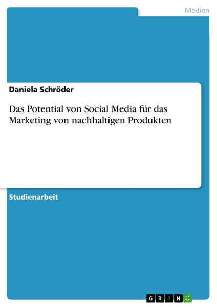 Produktbild: Das Potential von Social Media f&uuml;r das Marketing von nachhaltigen Produkten