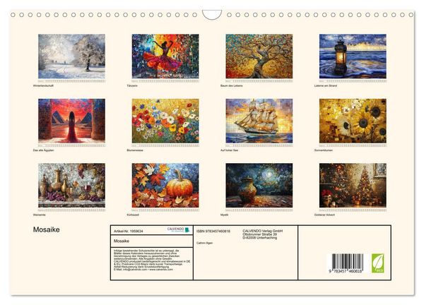 Produktbild: Mosaike (Wandkalender 2026 DIN A3 quer), CALVENDO Monatskalender