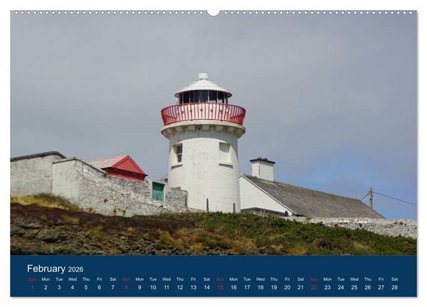 Produktbild: Irish Lighthouses - Beacons along Ireland's wild coast (High Quality Premium Wall Calendar 2026 DIN A2 landscape),CALVENDO 12 Month Wall Calendar