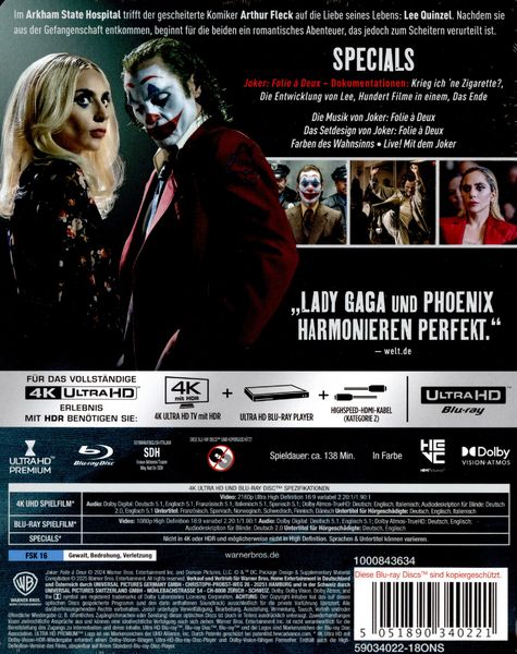 Produktbild: Joker: Folie &agrave; Deux - Steelbook - Limited Edition (4K Ultra HD) (+ Blu-ray)