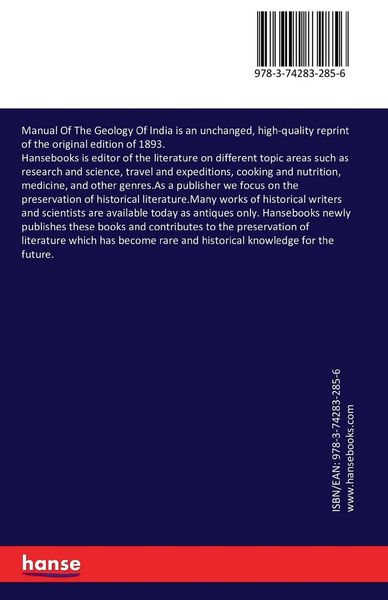 Produktbild: Manual Of The Geology Of India