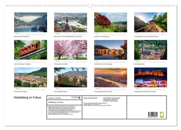 Produktbild: Heidelberg im Fokus (Wandkalender 2026 DIN A2 quer), CALVENDO Monatskalender
