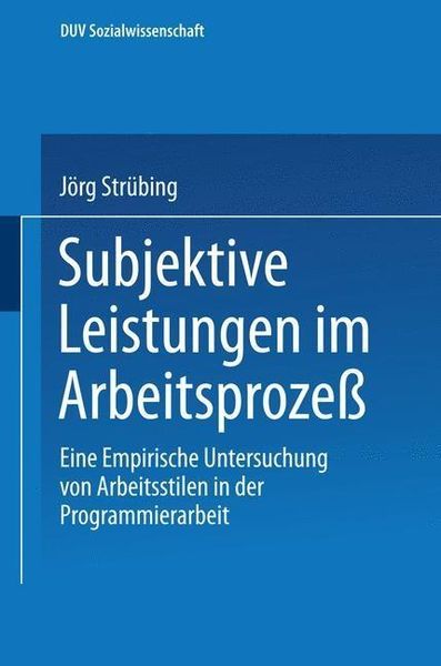 Produktbild: Subjektive Leistungen im Arbeitsproze&szlig;