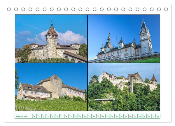 Produktbild: Schl&ouml;sser und Burgen in der n&ouml;rdlichen Schweiz (Tischkalender 2026 DIN A5 quer), CALVENDO Monatskalender