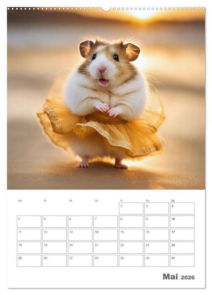 Produktbild: Ballerina Hamster - Eine Sinfonie aus zuckers&uuml;&szlig;e KI Hamstern in T&uuml;ll und Seide (hochwertiger Premium Wandkalender 2026 DIN A2 hoch), Kunstdruck in Hochglanz