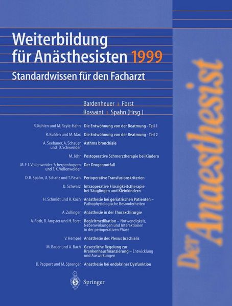 Produktbild: Weiterbildung f&uuml;r An&auml;sthesisten 1999