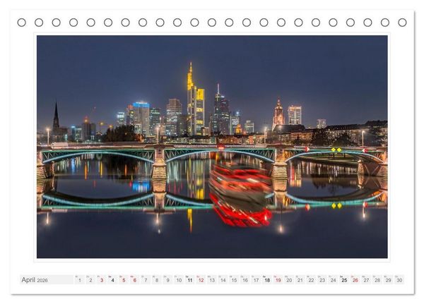 Produktbild: Frankfurt. Die Skyline bei Nacht (Tischkalender 2026 DIN A5 quer), CALVENDO Monatskalender