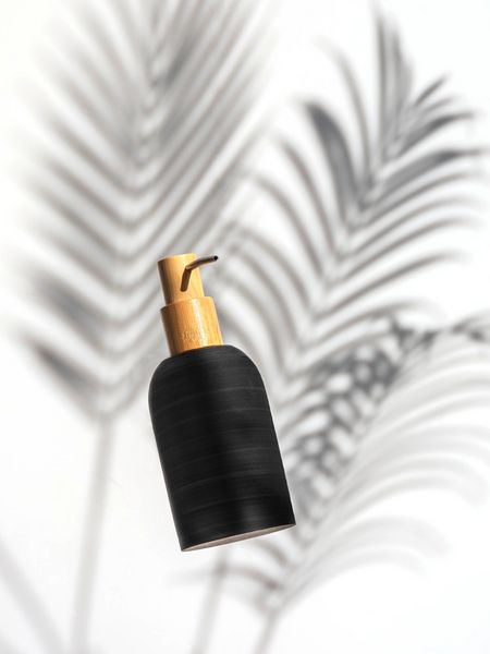 Produktbild: Bad-Accessoire Set Mod. Altavalle, schwarz, Polyresin, Bambus, &Oslash; 18,5 x 8 cm, freistehend, inklusive