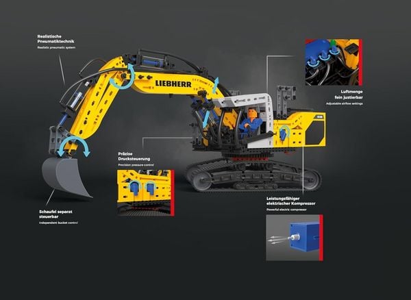 Produktbild: Fischertechnik 576450 - Liebherr R 938 Pneumatischer Bagger, Bausatz, Konstruktionsspielzeug