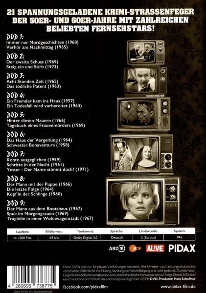 Produktbild: Das gro&szlig;e Krimi-Archiv / 21 spannungsgeladene Krimi-Stra&szlig;enfeger (Pidax Film- und H&ouml;rspielverlag) [9 DVDs]