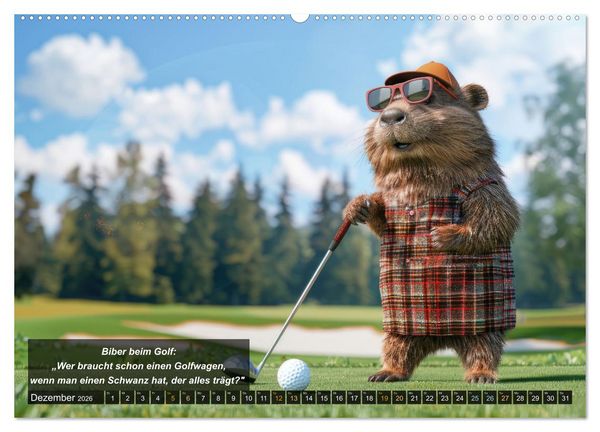 Produktbild: Der tierisch lustige Golfkalender (hochwertiger Premium Wandkalender 2026 DIN A2 quer), Kunstdruck in Hochglanz