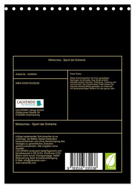 Produktbild: Motocross - Sport der Extreme (Tischkalender 2026 DIN A5 hoch), CALVENDO Monatskalender
