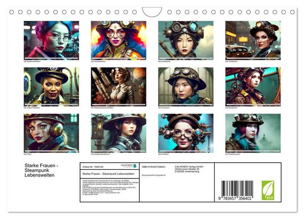 Produktbild: Starke Frauen - Steampunk Lebenswelten (Wandkalender 2026 DIN A4 quer), CALVENDO Monatskalender
