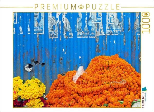Produktbild: CALVENDO Puzzle Blaue Wand auf dem Blumenmarkt | 1000 Teile Lege-Gr&ouml;&szlig;e 64x48cm Foto-Puzzle f&uuml;r gl&uuml;ckliche Stunden