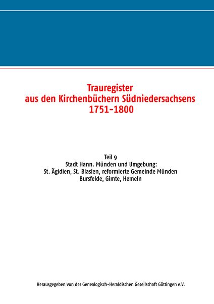 Produktbild: Trauregister aus den Kirchenb&uuml;chern S&uuml;dniedersachsens 1751-1800