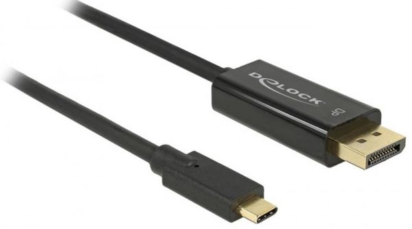 Delock USB-C® / DisplayPort Adapterkabel USB-C® Stecker, DisplayPort Stecker 2.00 m Schwarz 85256 vergoldete Steckkontak