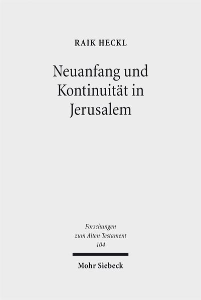 Produktbild: Neuanfang und Kontinuit&auml;t in Jerusalem