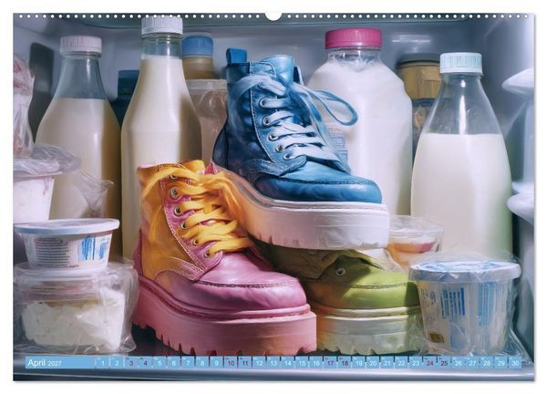 Produktbild: Schuh-verr&uuml;ckt. Pantoffel, Pumps und Co. im Ausnahmezustand (hochwertiger Premium Wandkalender 2027 DIN A2 quer), Kunstdruck in Hochglanz